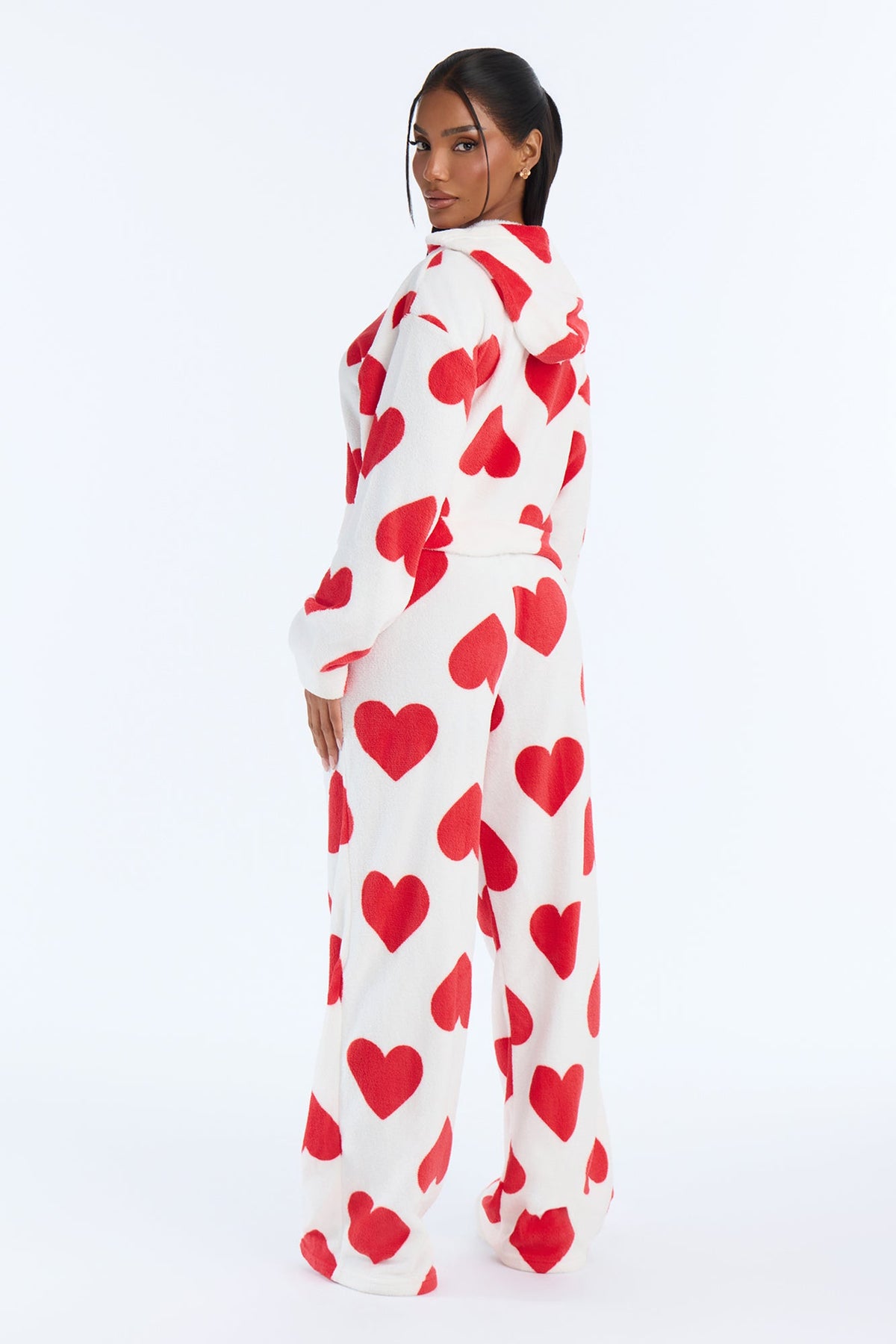 Heart So Full 2pc Plush PJ Pant Set - White