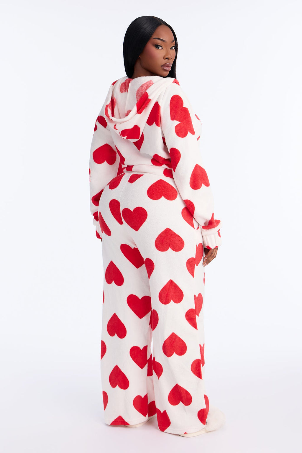 Heart So Full 2pc Plush PJ Pant Set - White
