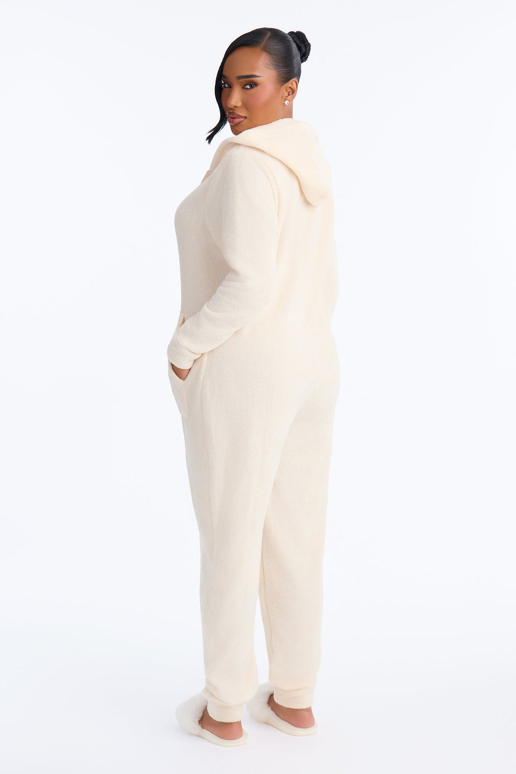 Staying Cozy Plush PJ Onesie - White