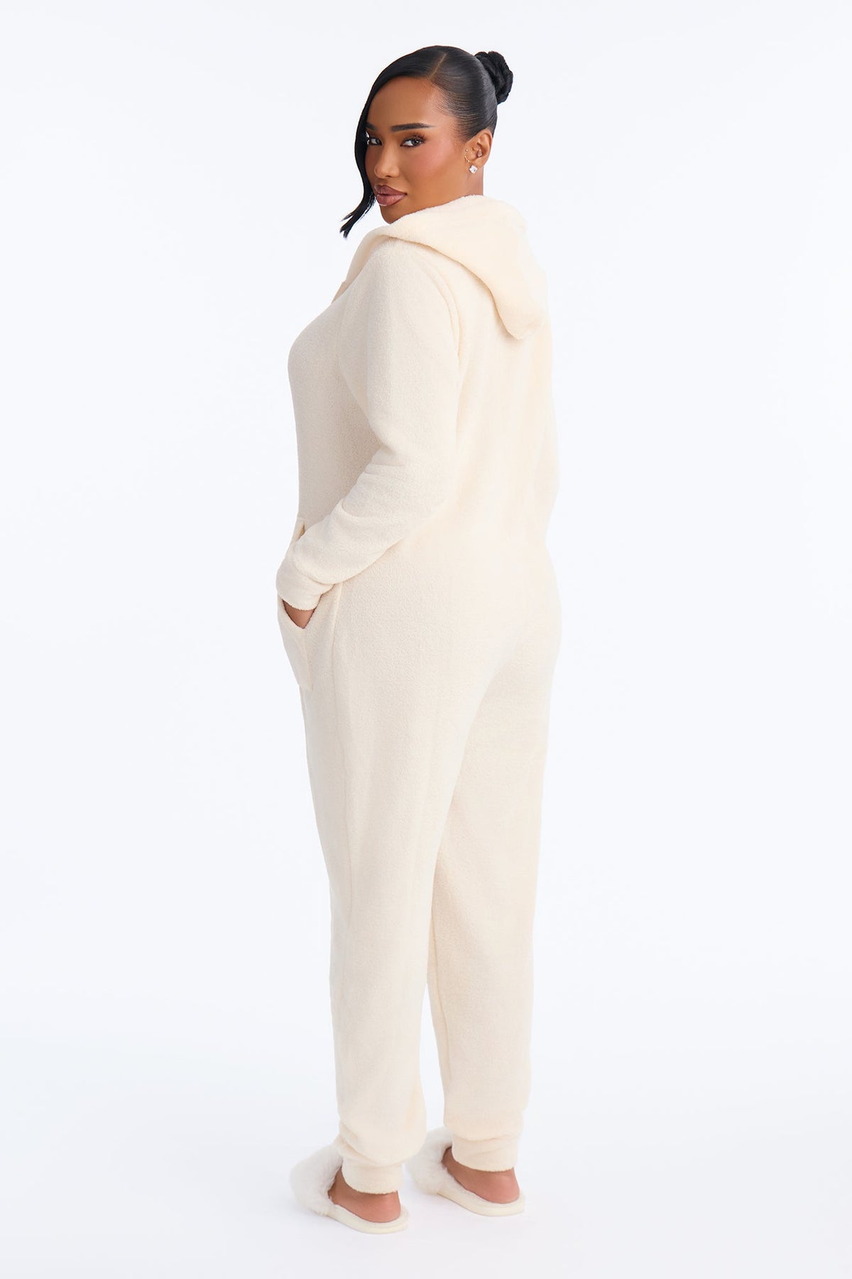 Staying Cozy Plush PJ Onesie - White