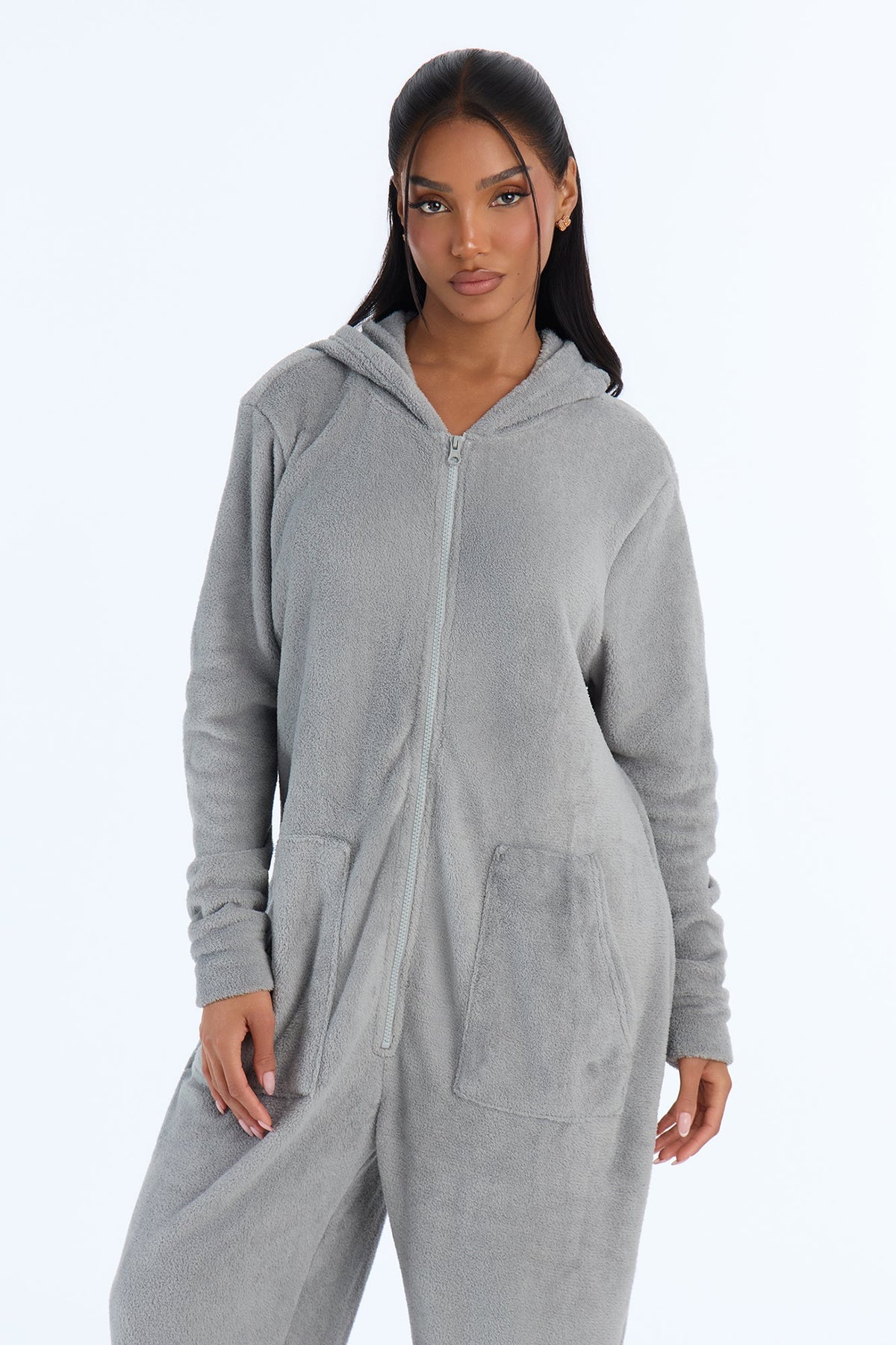 Cozy Together Matching Family Plush PJ Onesie - Heather Grey