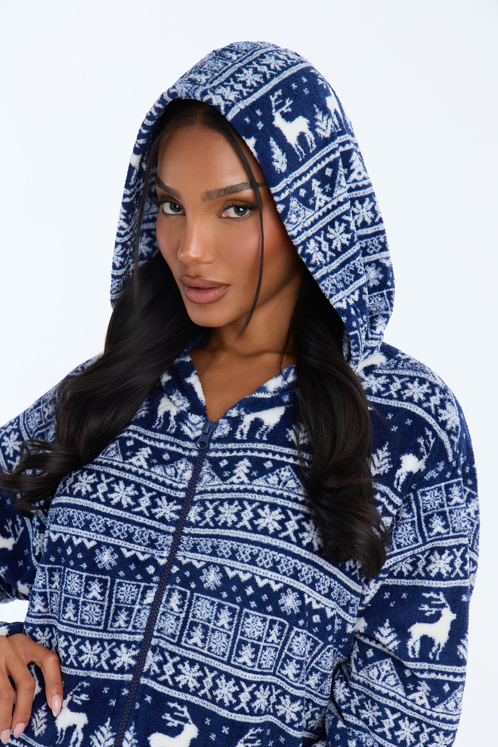 Let It Snow Plush PJ Onesie - Blue/combo