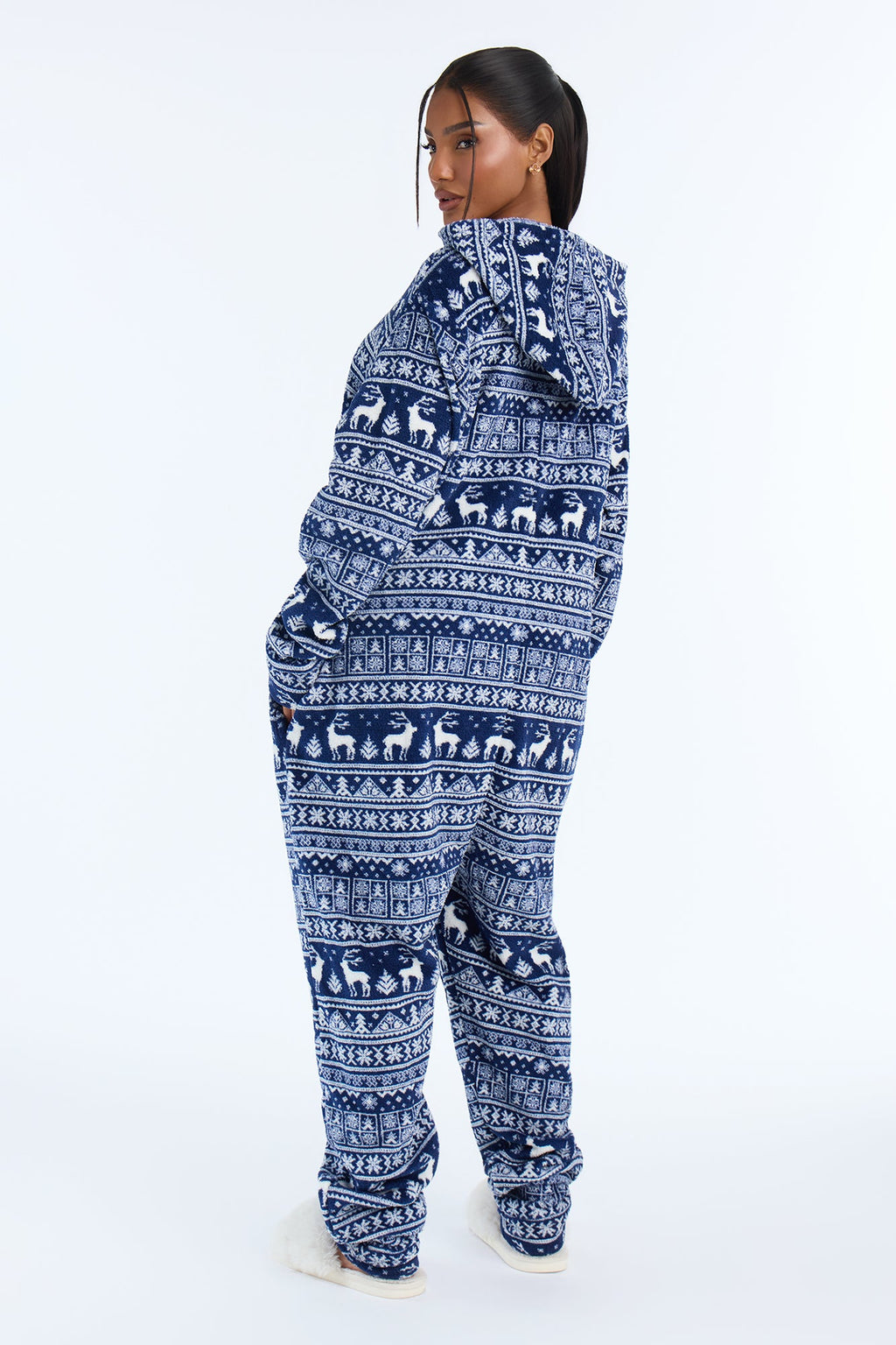 Let It Snow Plush PJ Onesie - Blue/combo