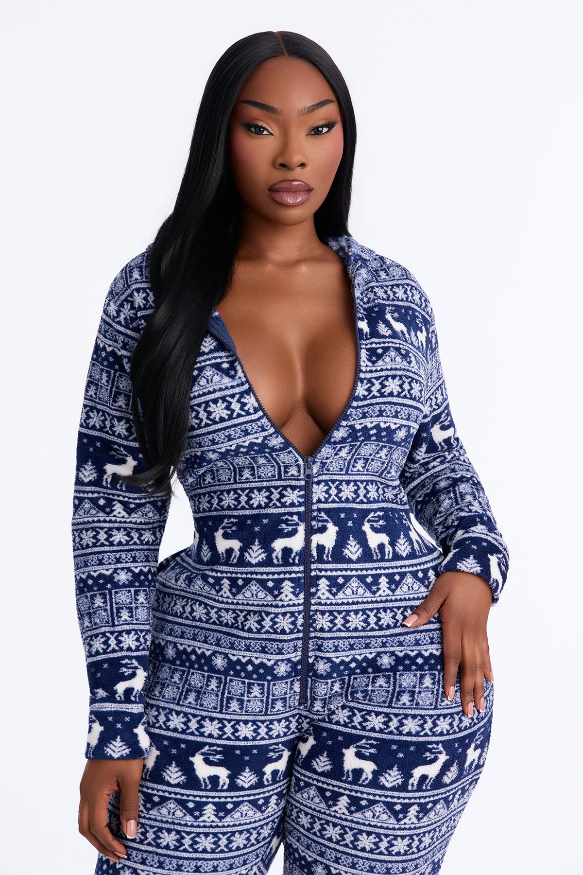 Let It Snow Plush PJ Onesie - Blue/combo