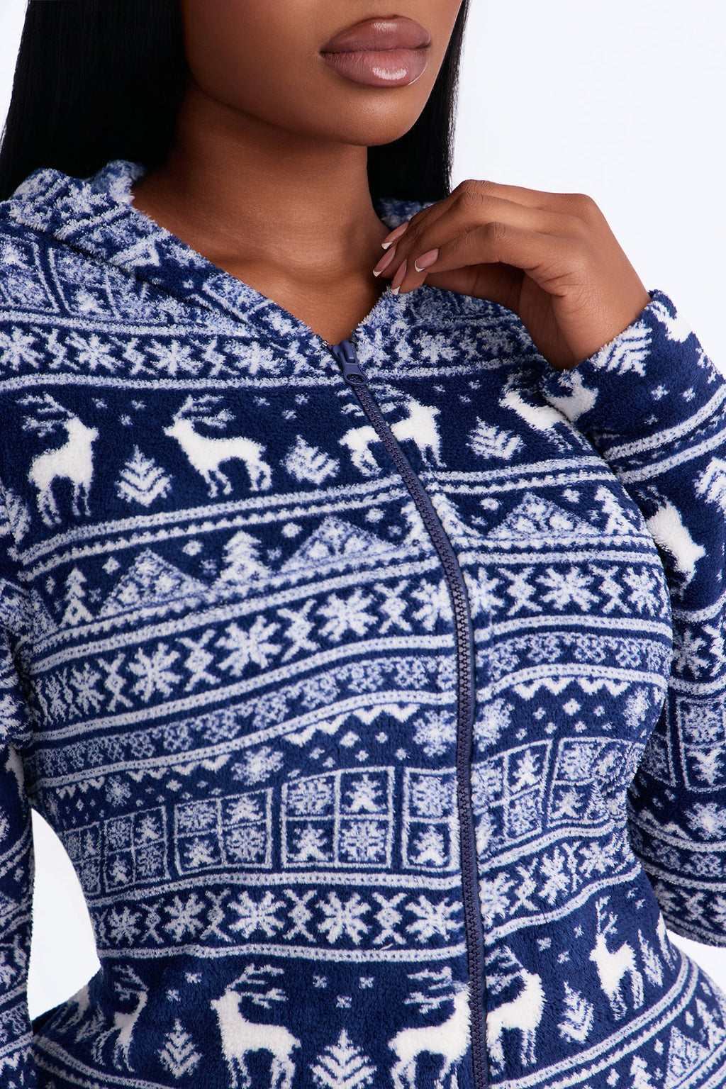 Let It Snow Plush PJ Onesie - Blue/combo