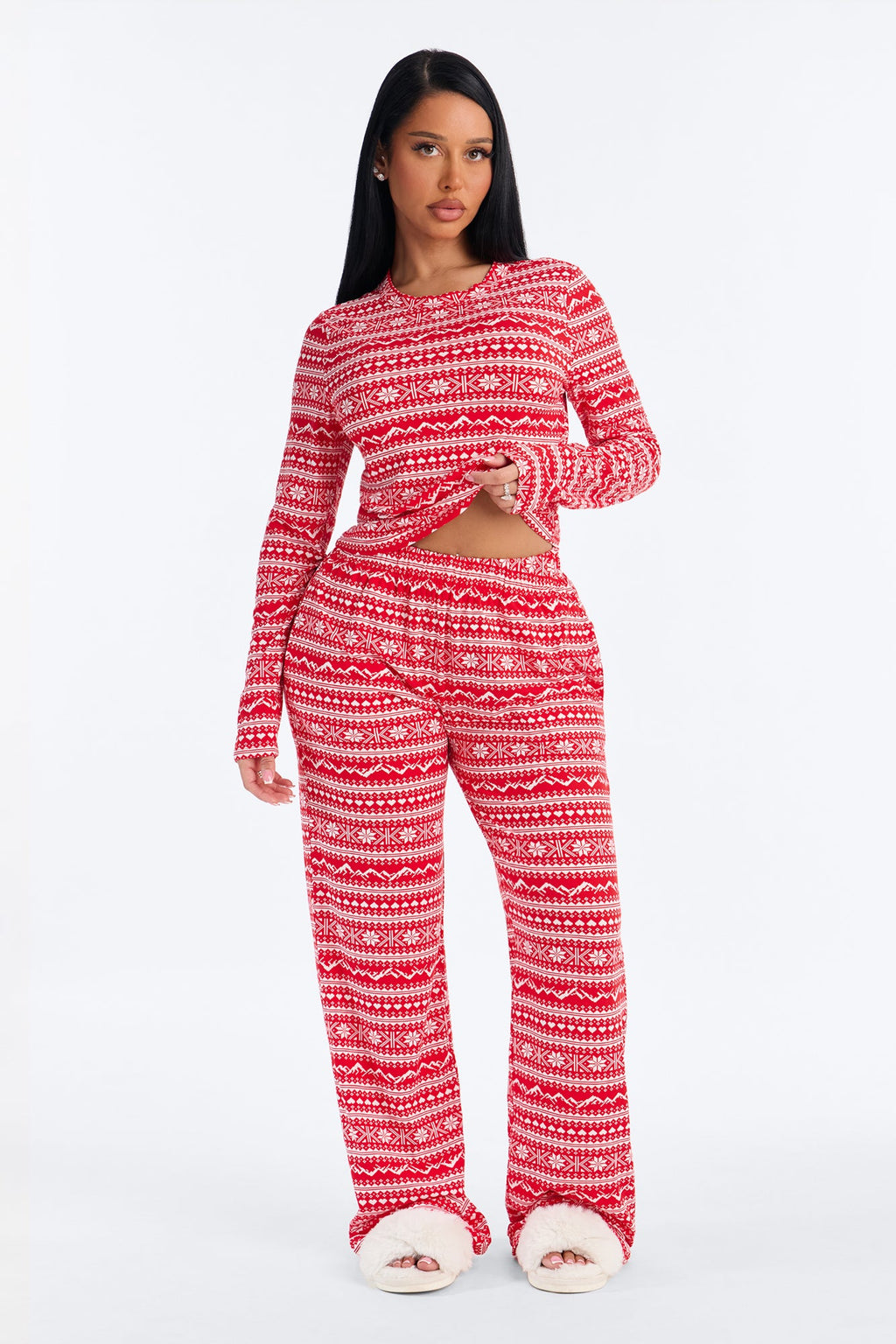 Snowy Night In PJ Pant Set - Red