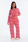 Snowy Night In PJ Pant Set - Red