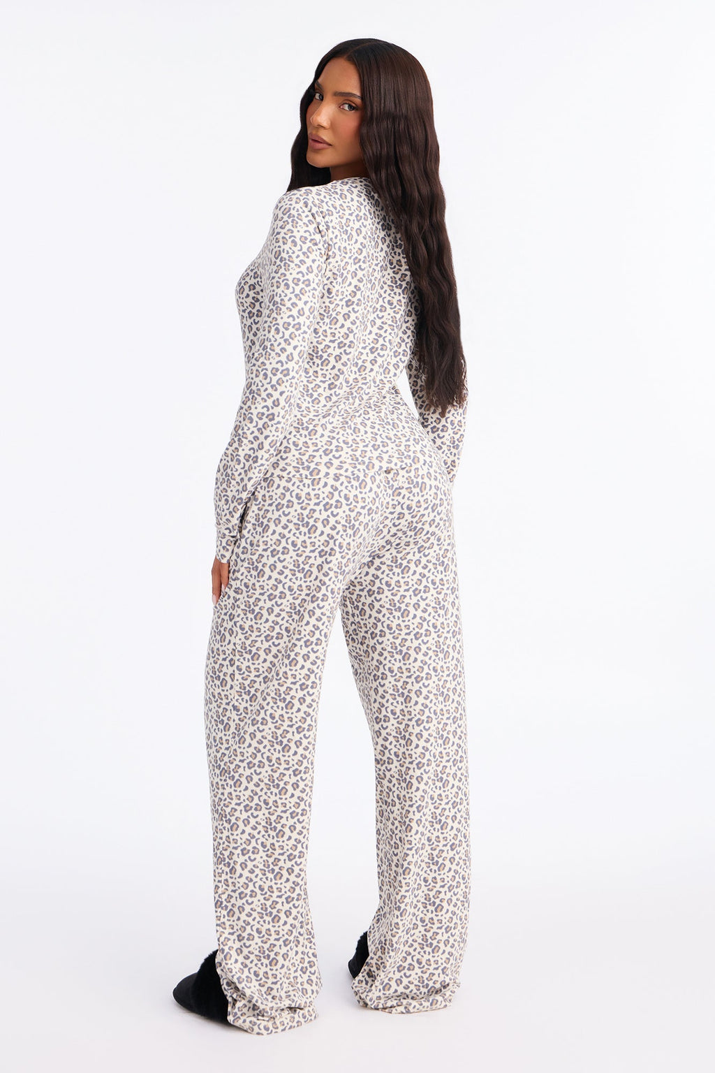 Hitting Snooze Leopard Print PJ Jogger Pant Set - Grey