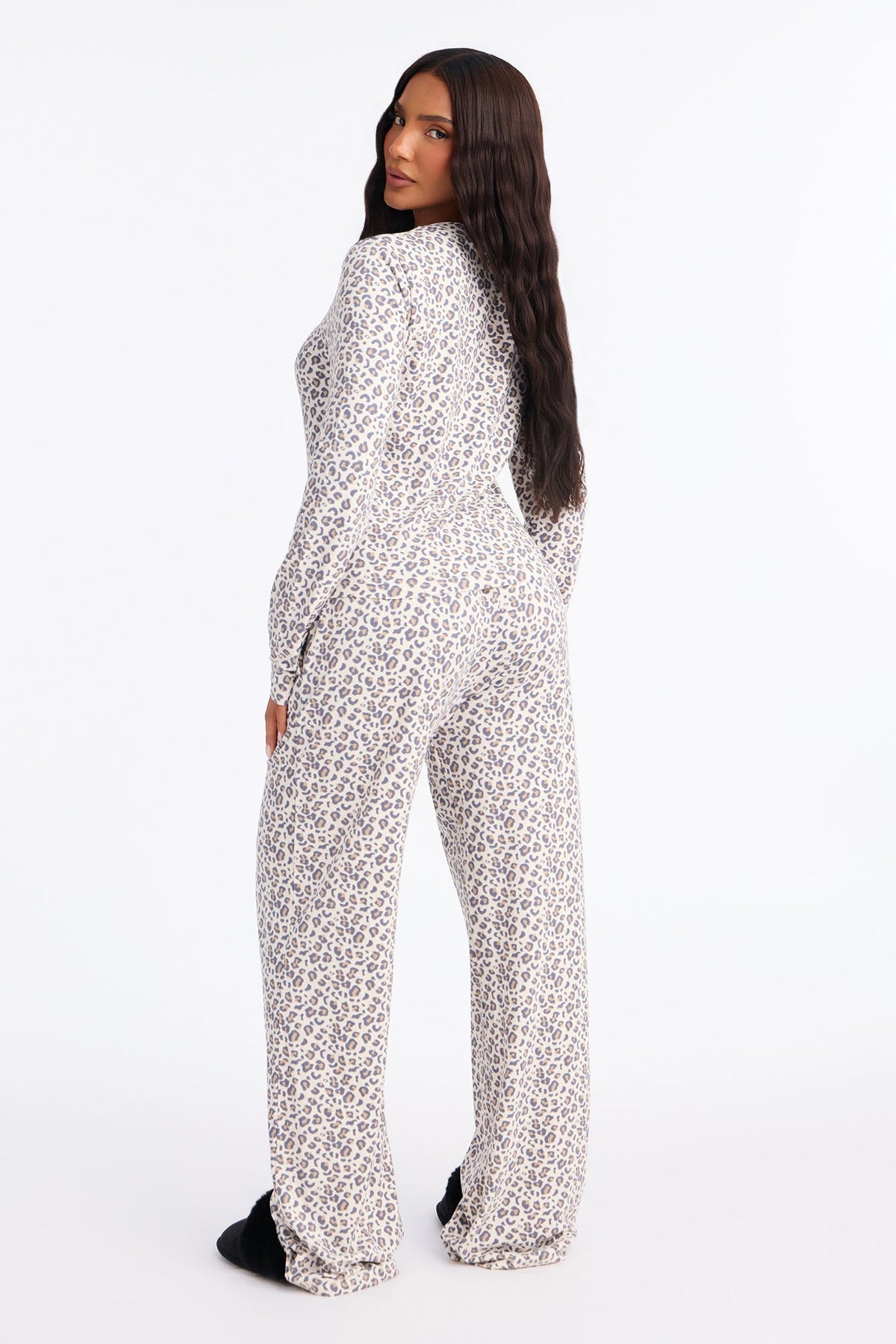 Hitting Snooze Leopard Print PJ Jogger Pant Set - Grey