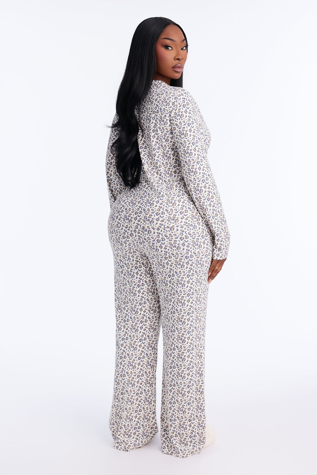Hitting Snooze Leopard Print PJ Jogger Pant Set - Grey