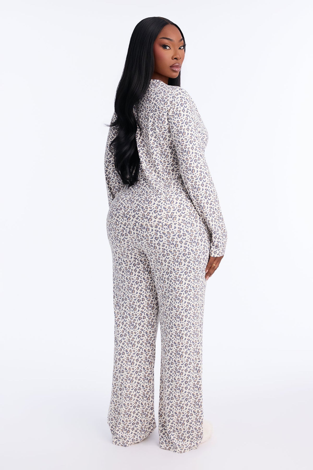Hitting Snooze Leopard Print PJ Jogger Pant Set - Grey