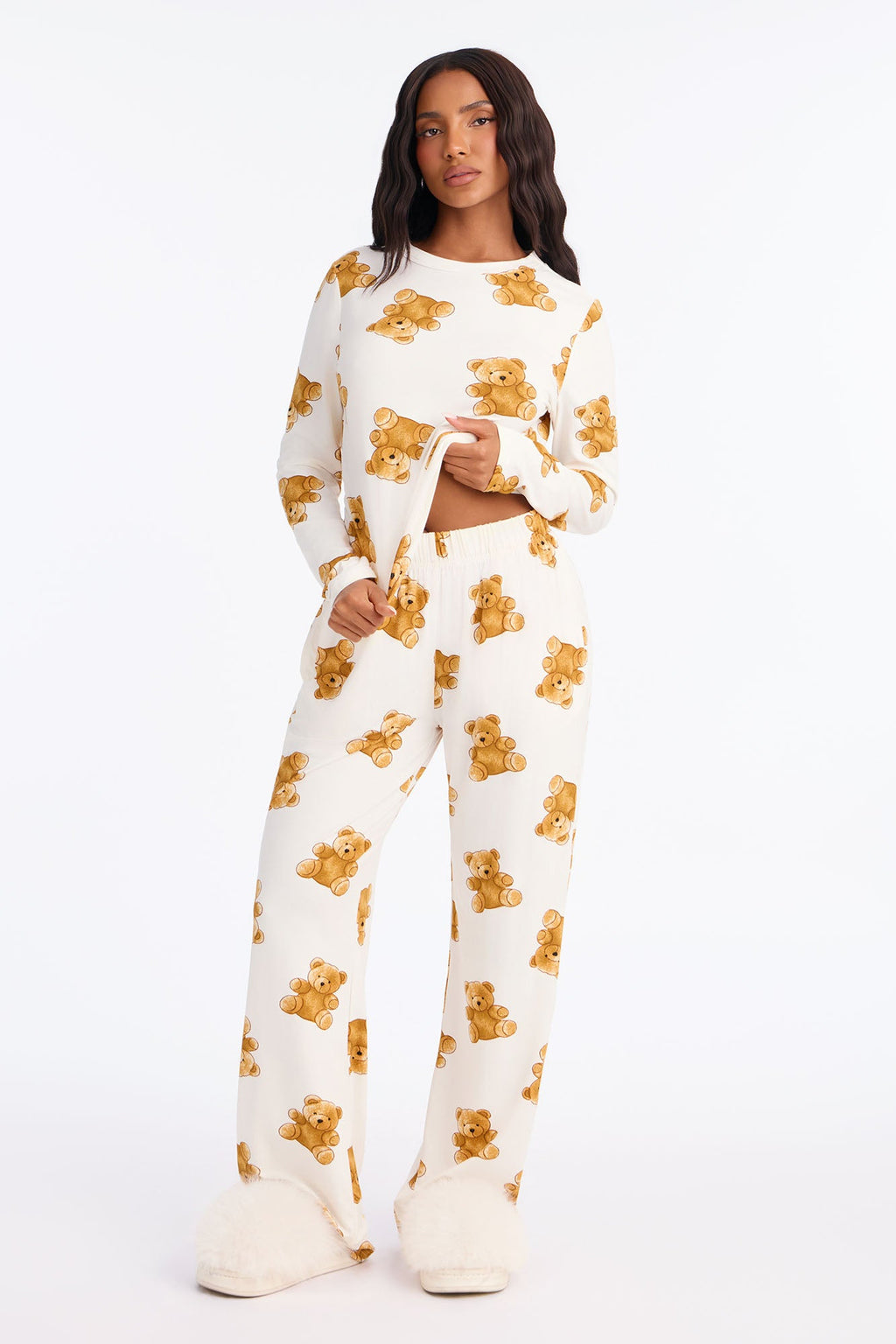 Endless Cuddles Wide Leg PJ Pant Set - White/combo