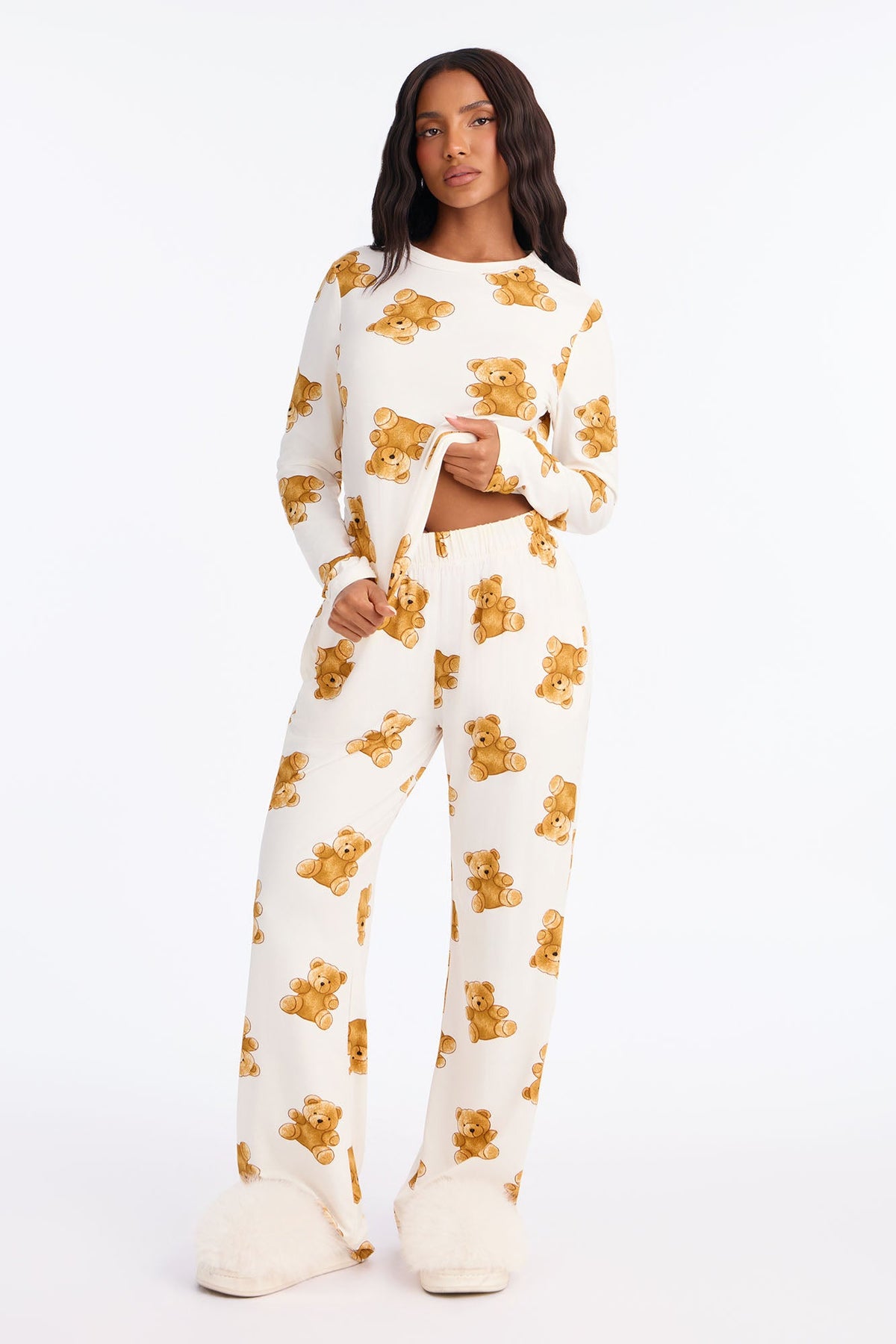 Endless Cuddles Wide Leg PJ Pant Set - White/combo