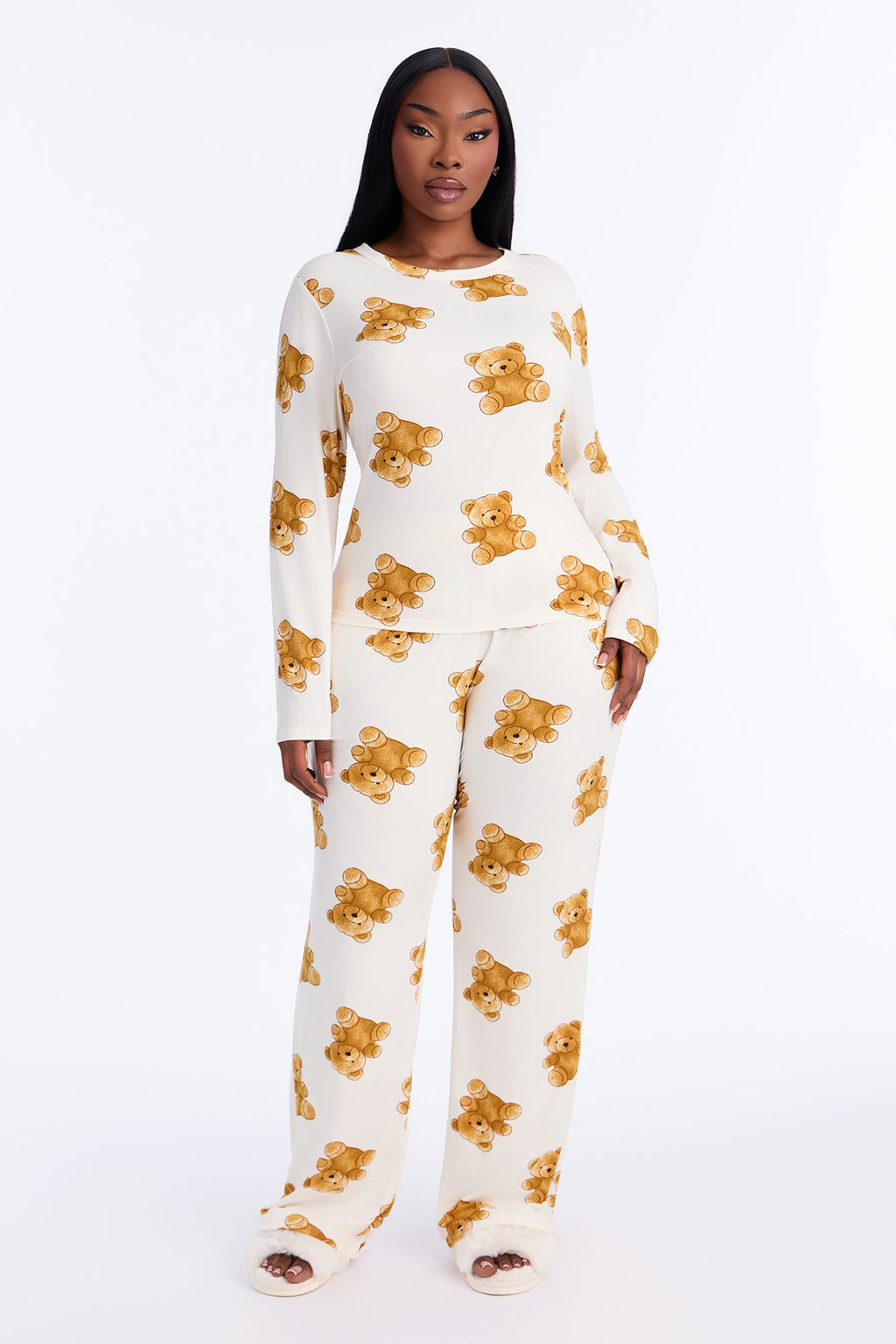 Endless Cuddles Wide Leg PJ Pant Set - White/combo