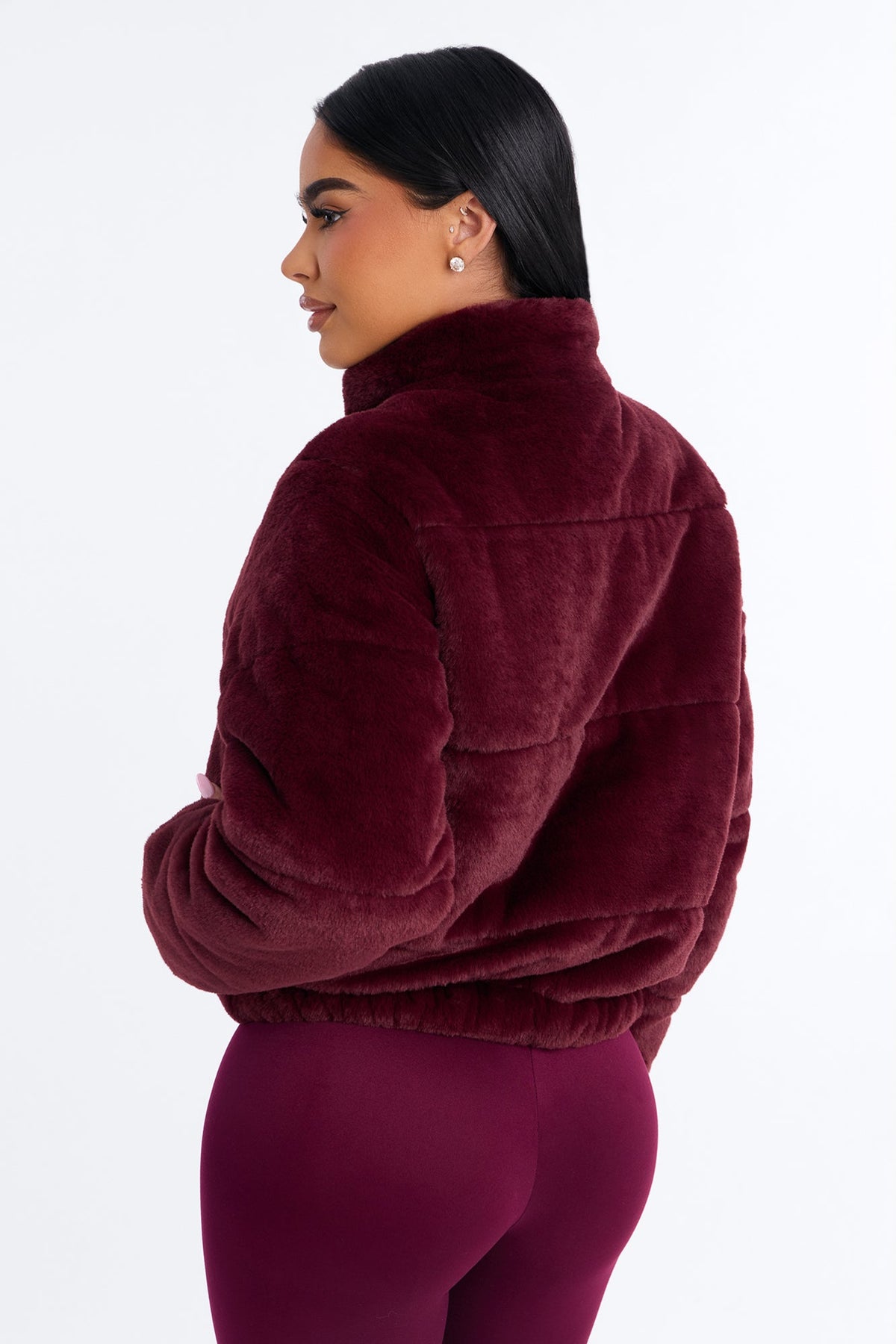 Elizabeth Faux Fur Jacket - Burgundy