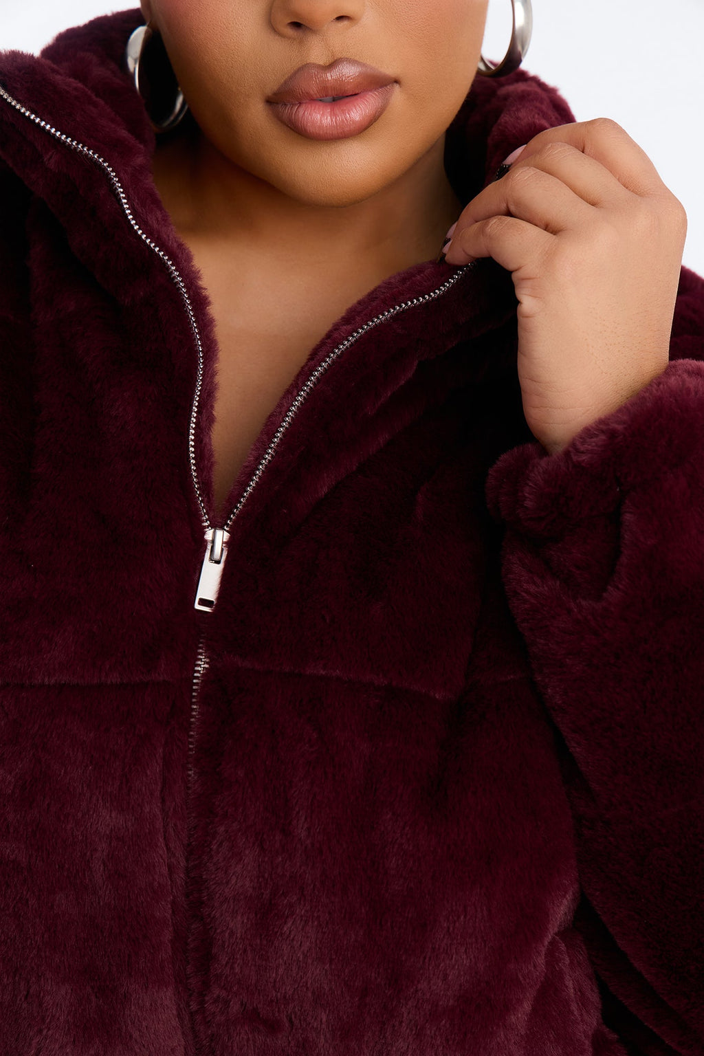 Elizabeth Faux Fur Jacket - Burgundy