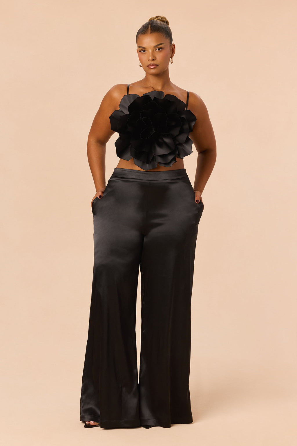 Rosalia Flower Pant Set - Black