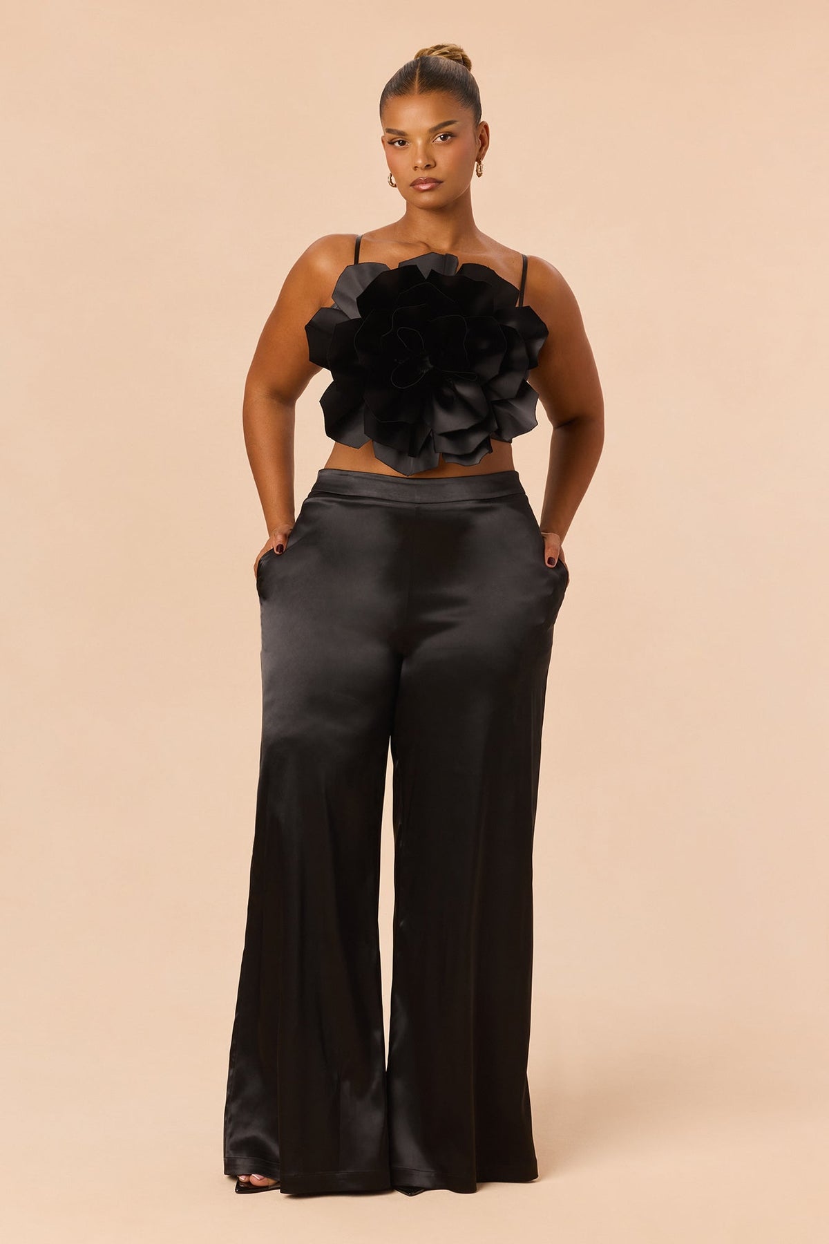 Rosalia Flower Pant Set - Black