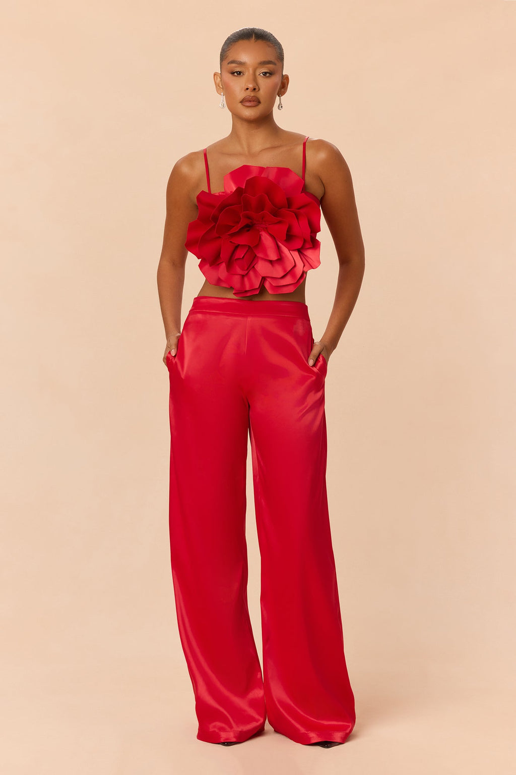 Rosalia Flower Pant Set - Red