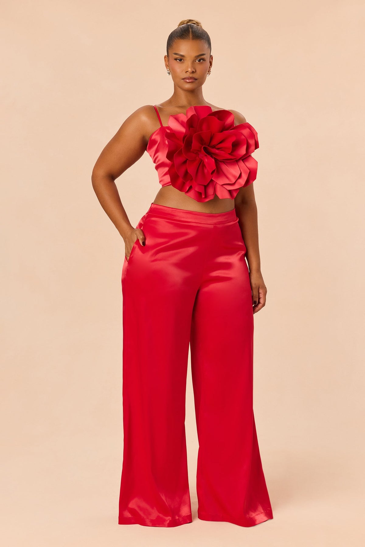 Rosalia Flower Pant Set - Red