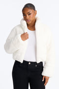 Snuggled Up Faux Fur Bomber Jacket - Ivory