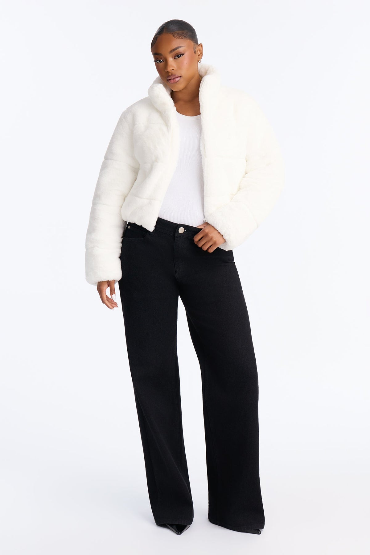 Snuggled Up Faux Fur Bomber Jacket - Ivory
