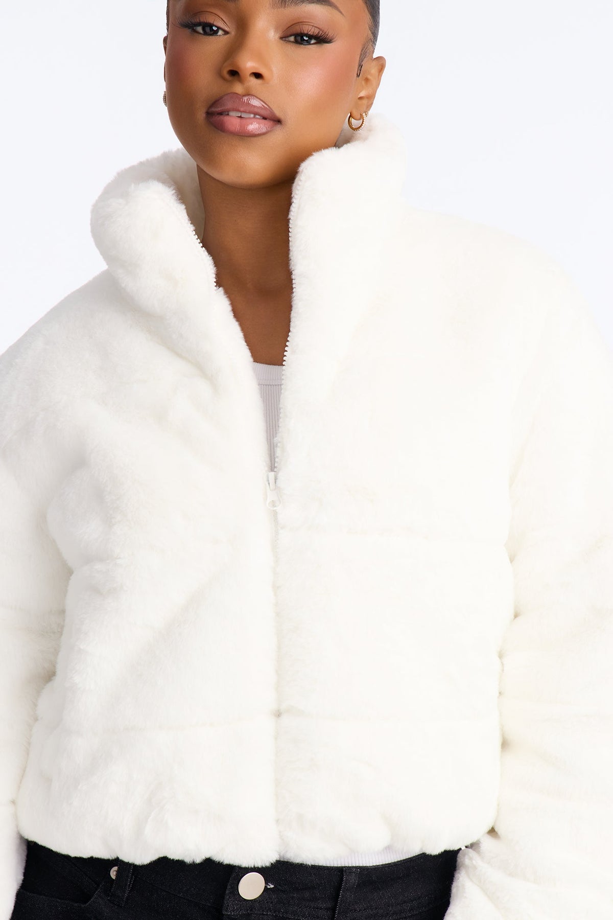 Snuggled Up Faux Fur Bomber Jacket - Ivory