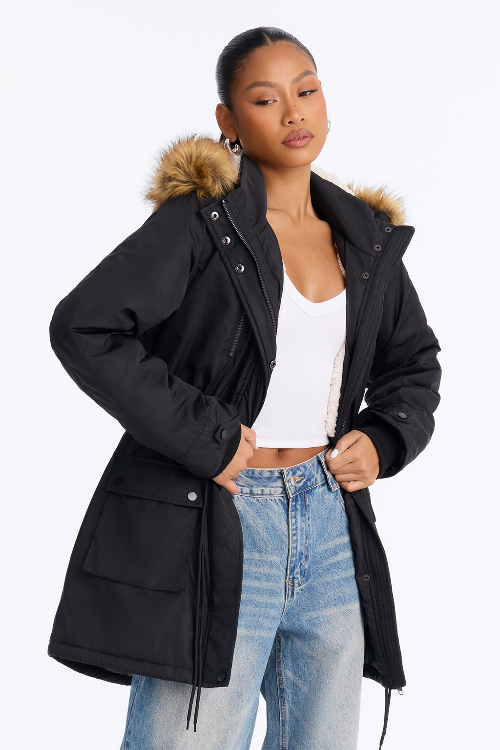 Cold News Puffer Jacket - Black