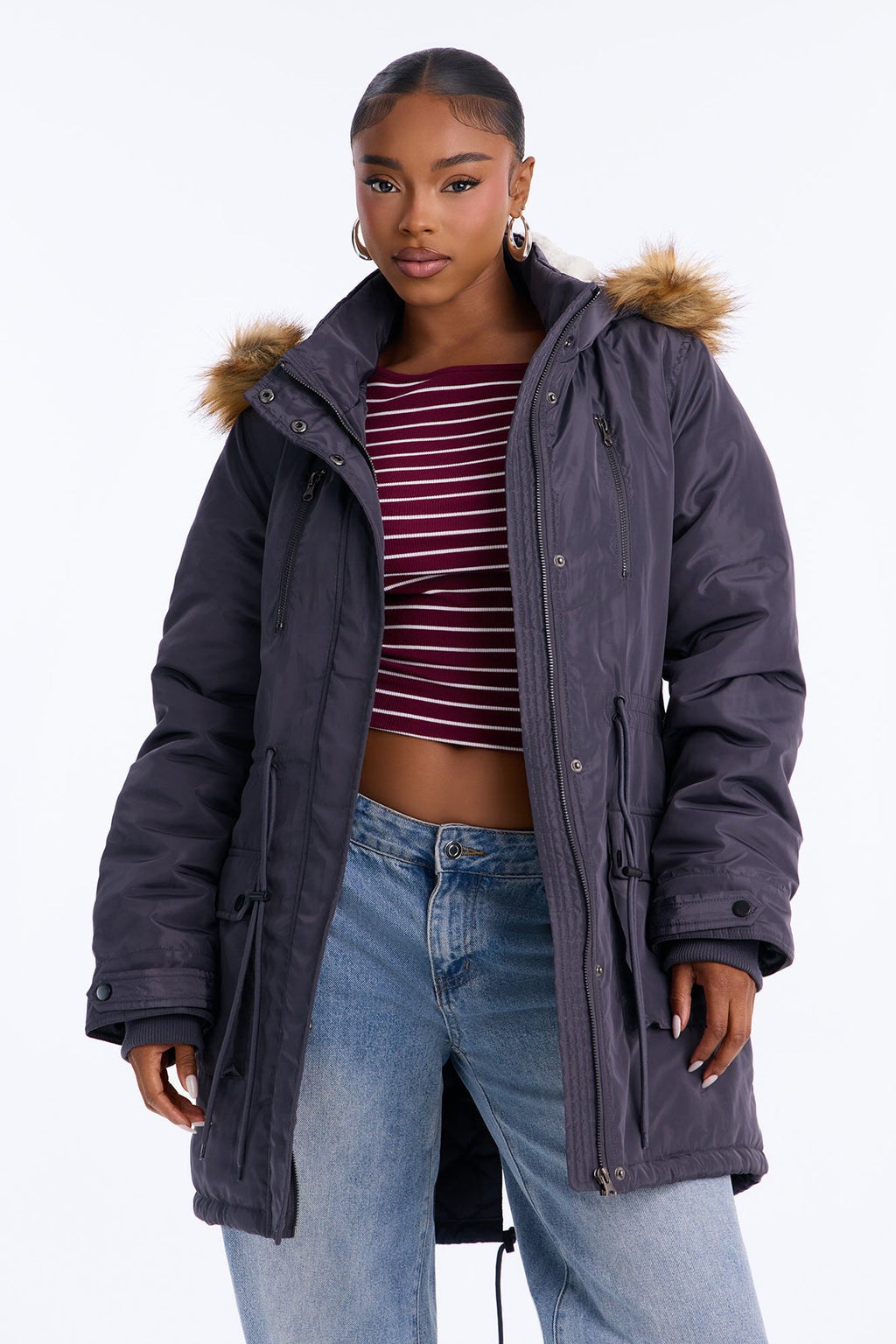 Cold News Puffer Jacket - Charcoal