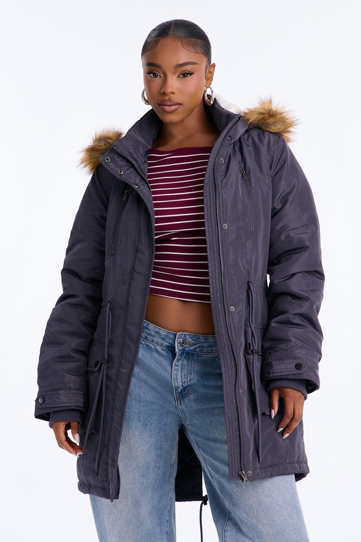 Cold News Puffer Jacket - Charcoal