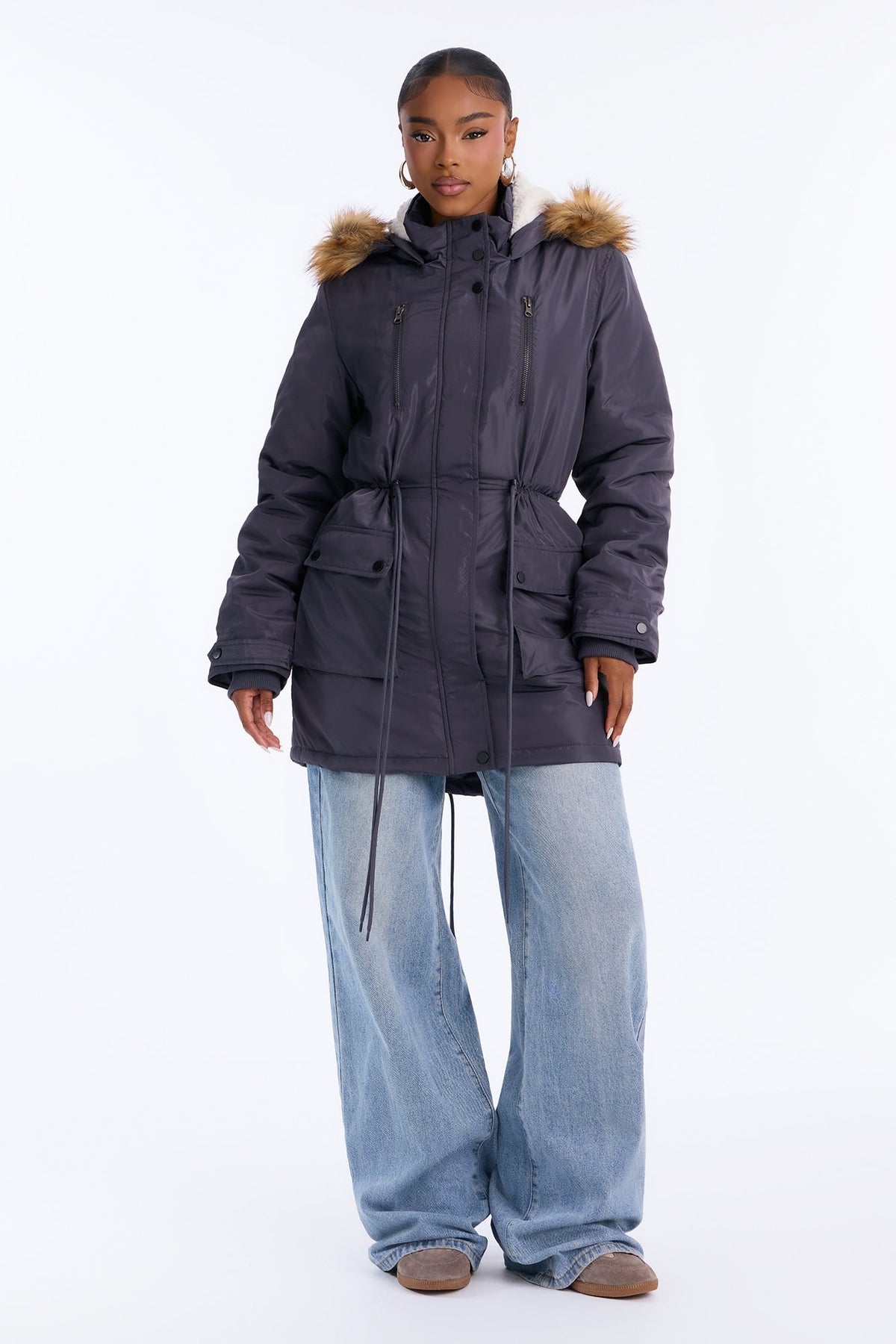 Cold News Puffer Jacket - Charcoal