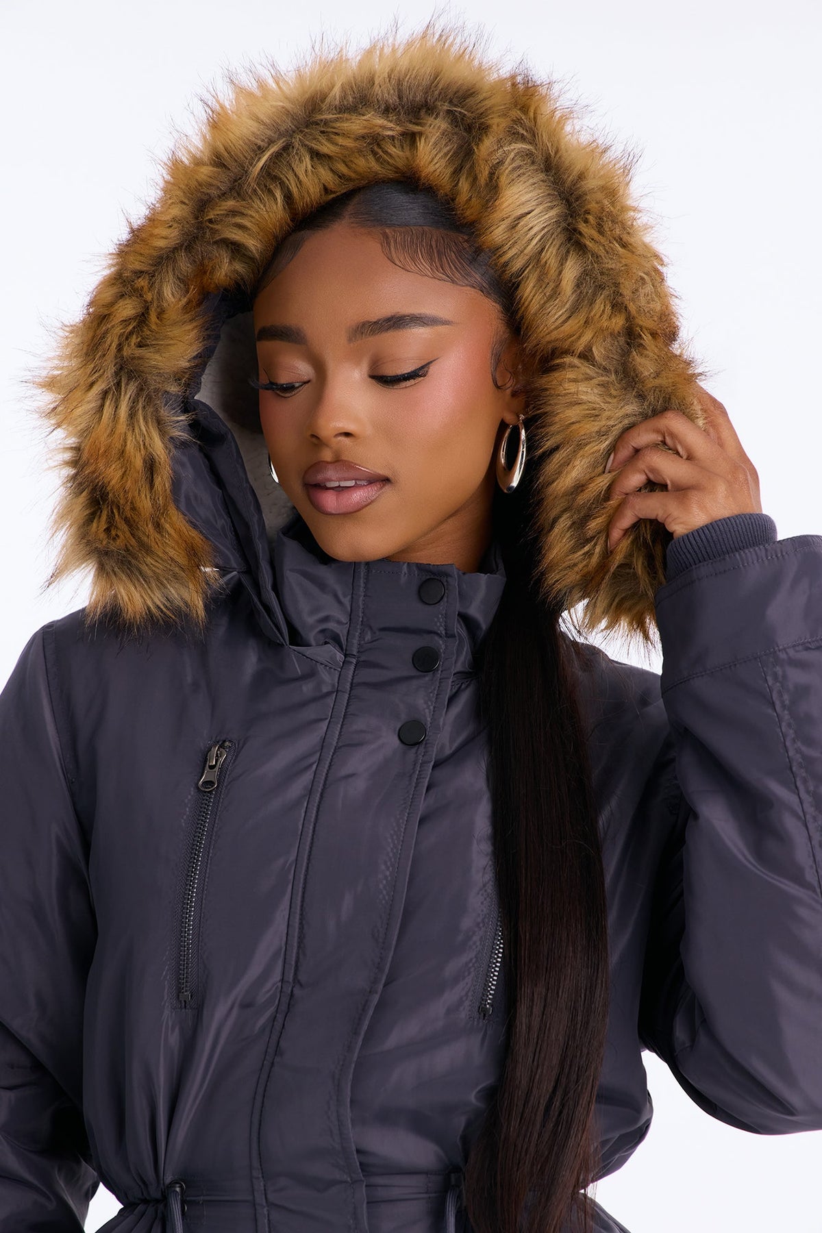 Cold News Puffer Jacket - Charcoal