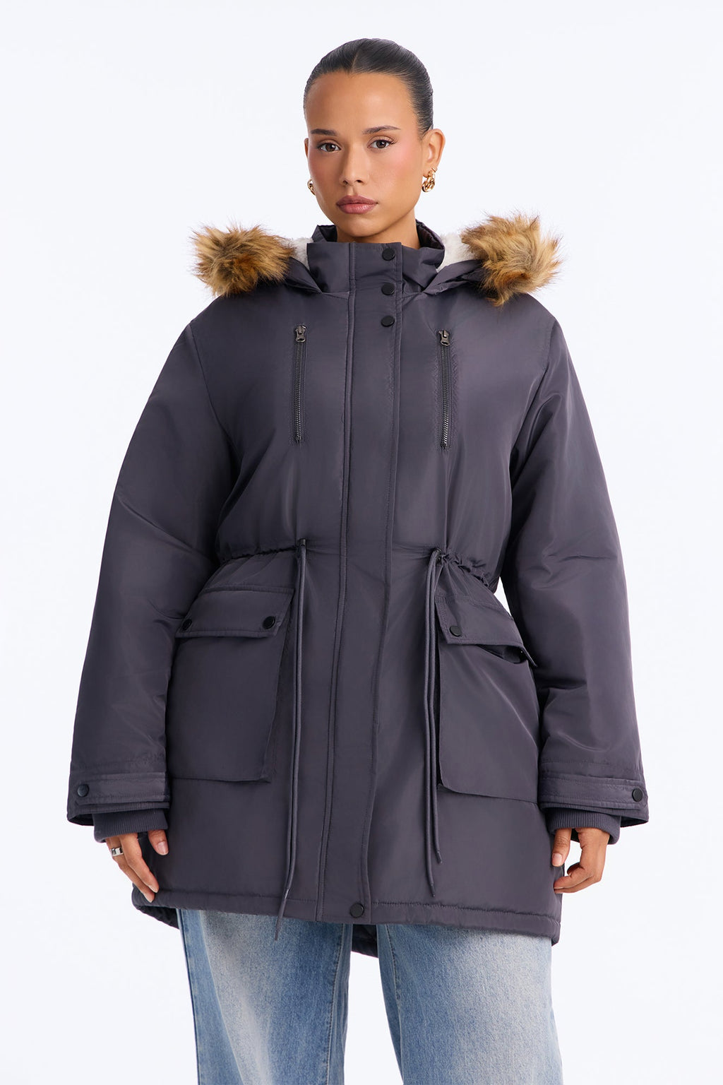 Cold News Puffer Jacket - Charcoal