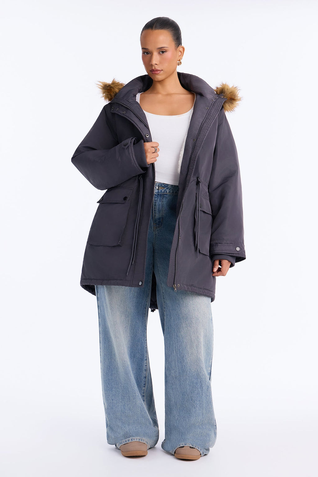 Cold News Puffer Jacket - Charcoal