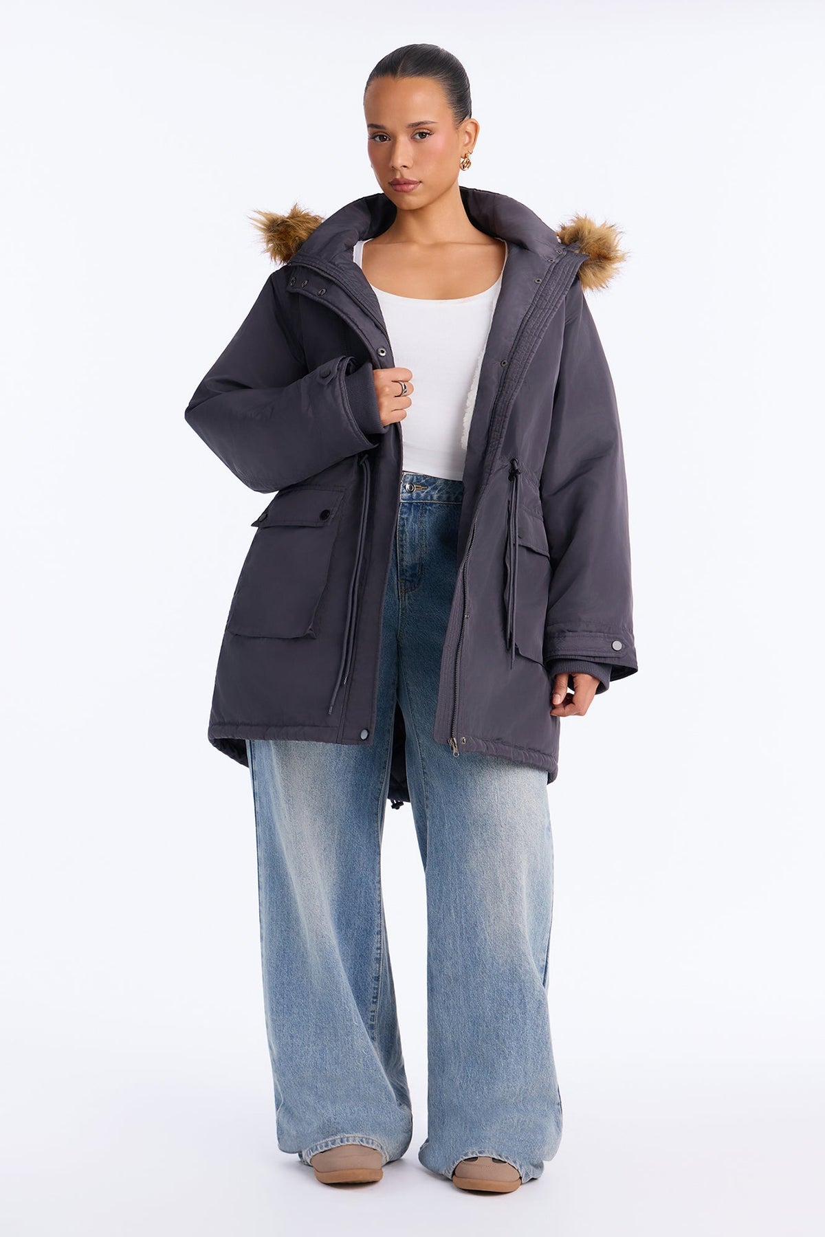 Cold News Puffer Jacket - Charcoal