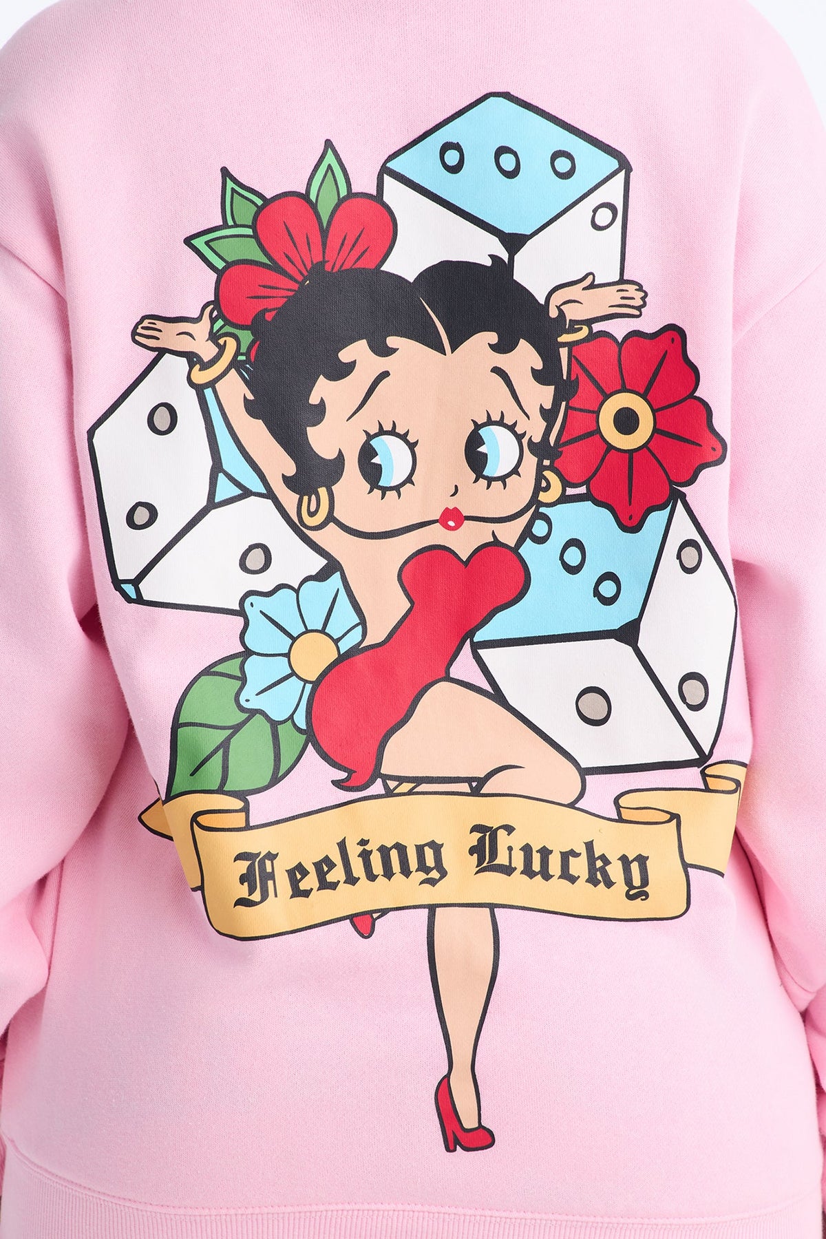 Betty Boop Tattoo Zip Up Sweatshirt - Light Pink