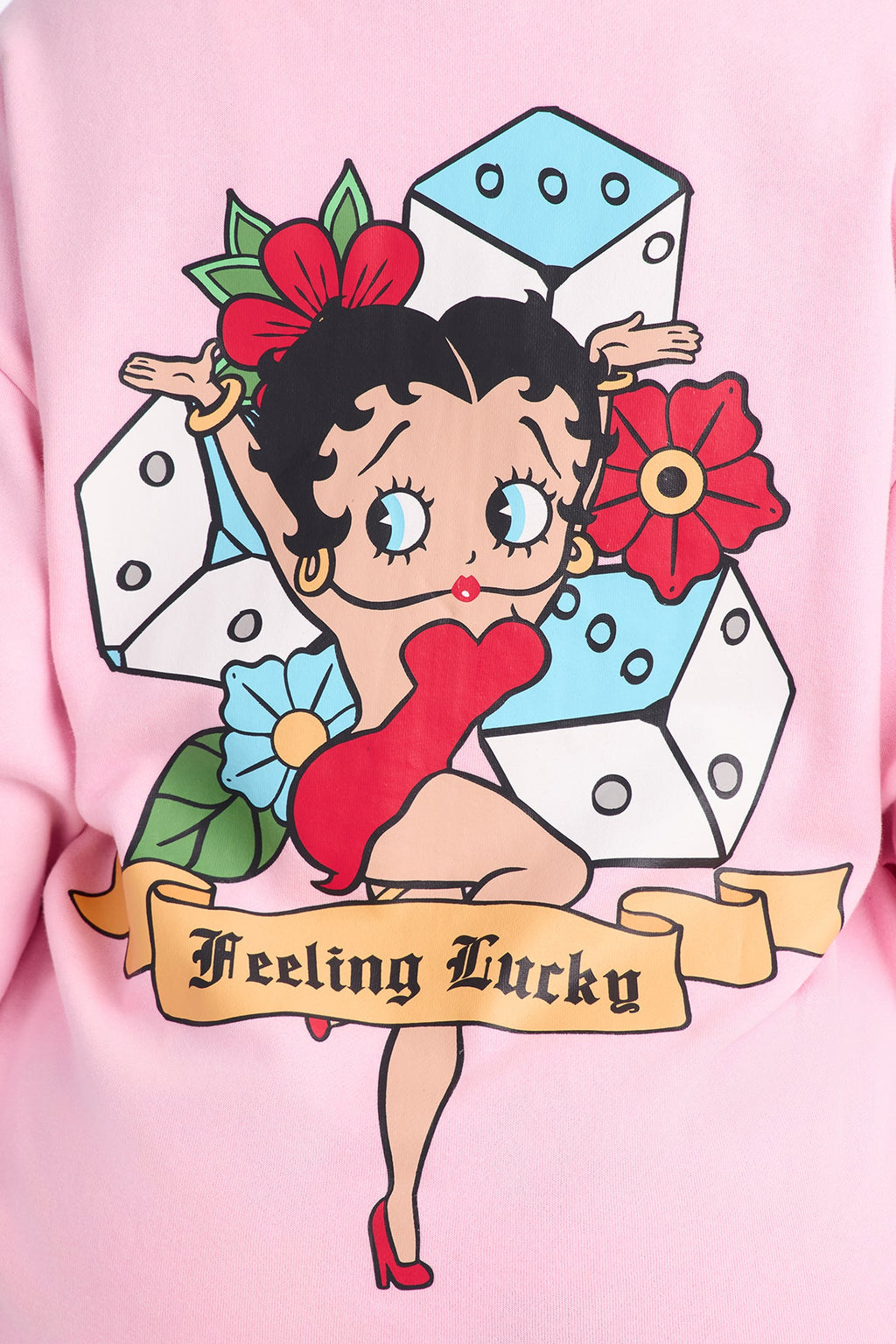 Betty Boop Tattoo Zip Up Sweatshirt - Light Pink