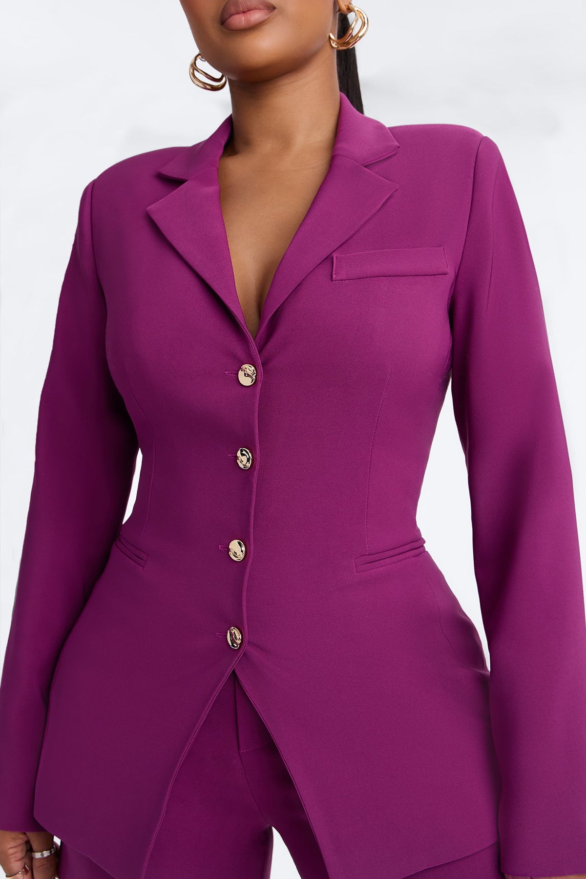 Kacey Cinched Blazer Pant Set - Plum