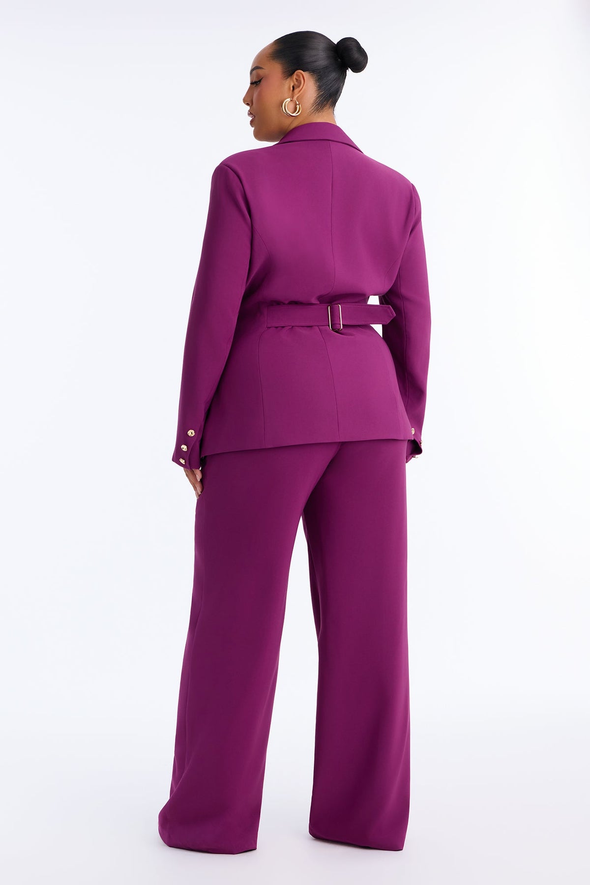 Kacey Cinched Blazer Pant Set - Plum