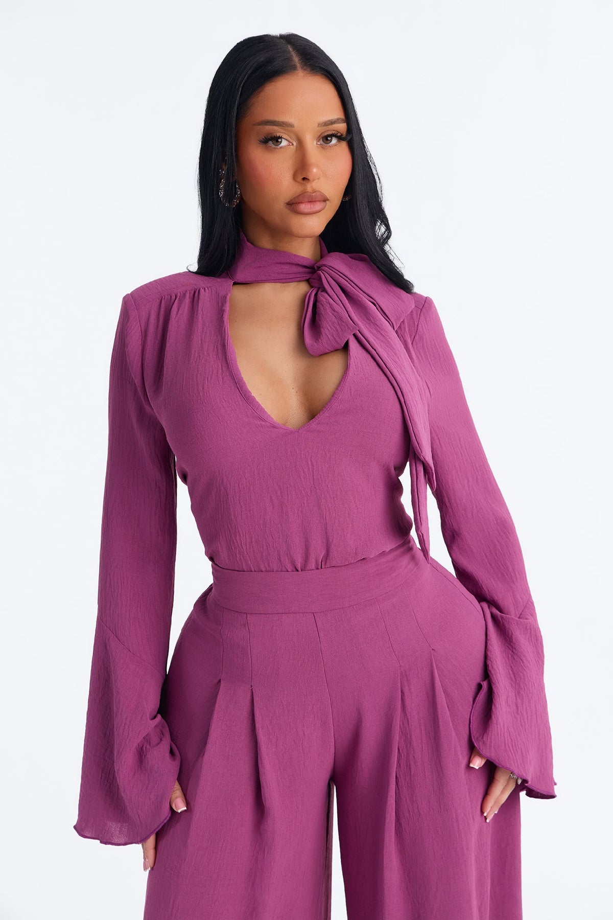 Handled With Grace Bodysuit Pant Set - Plum