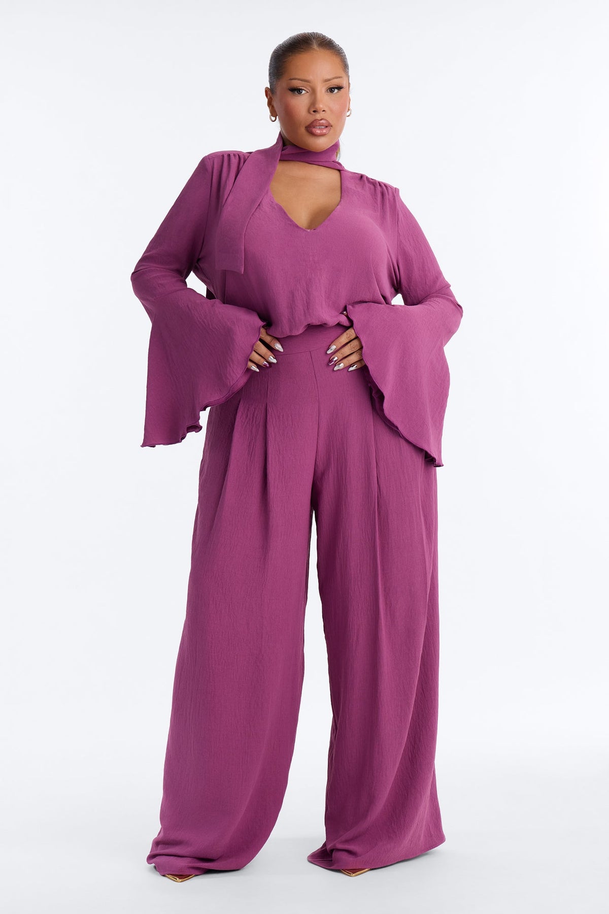 Handled With Grace Bodysuit Pant Set - Plum