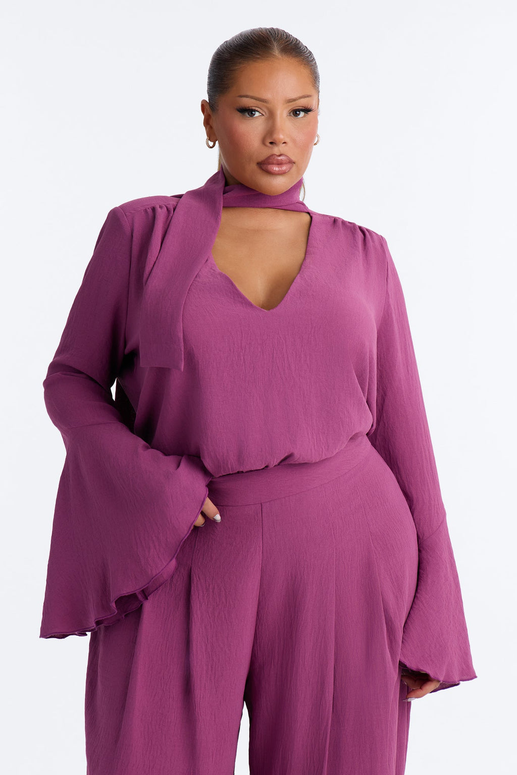 Handled With Grace Bodysuit Pant Set - Plum