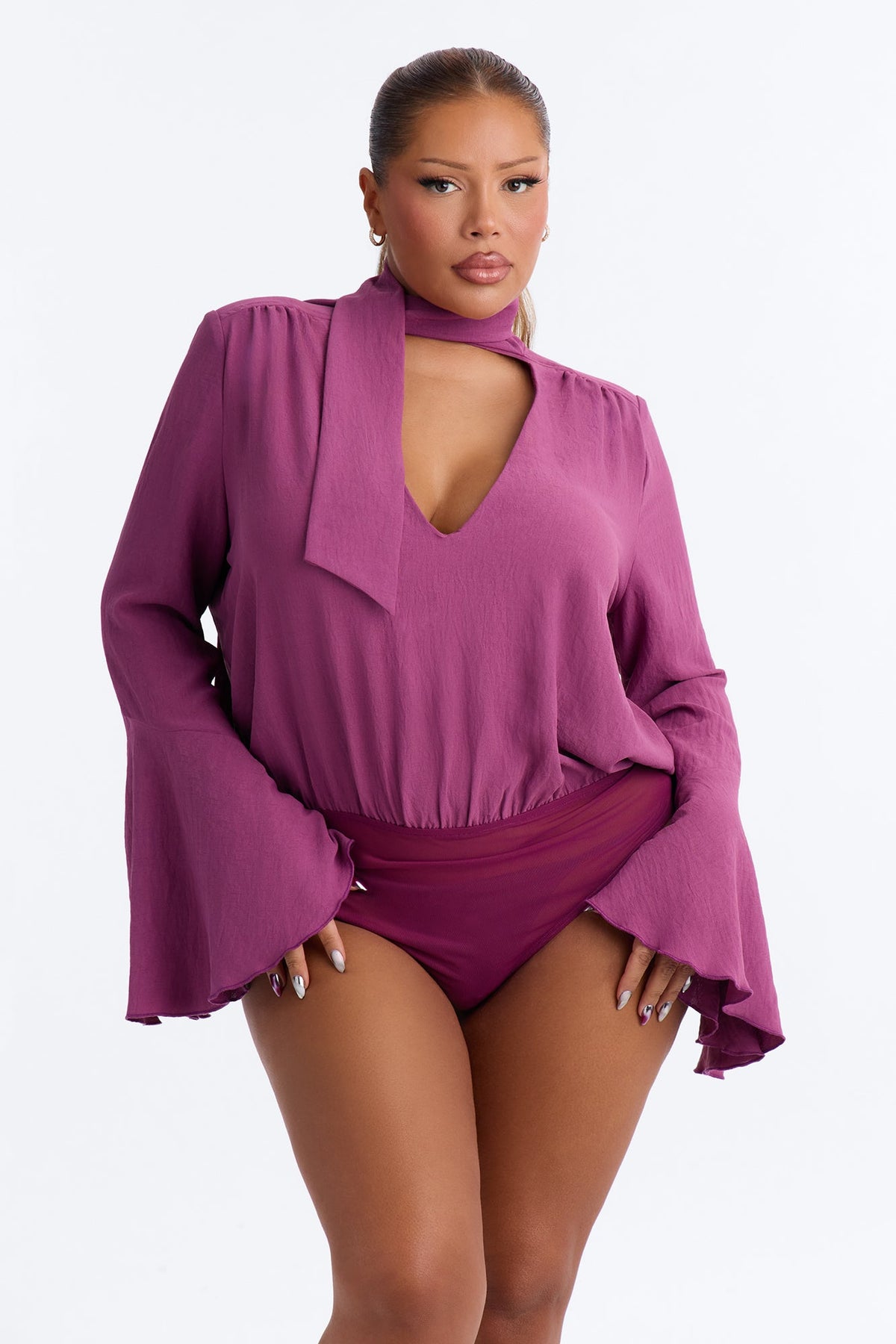 Handled With Grace Bodysuit Pant Set - Plum