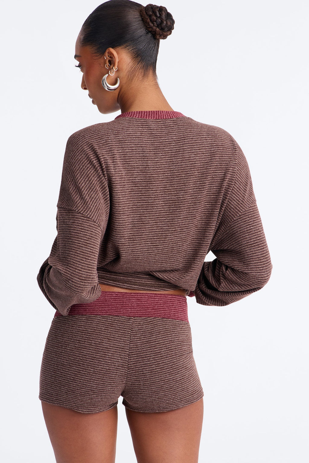 Avery Striped Short Set - Brown/combo
