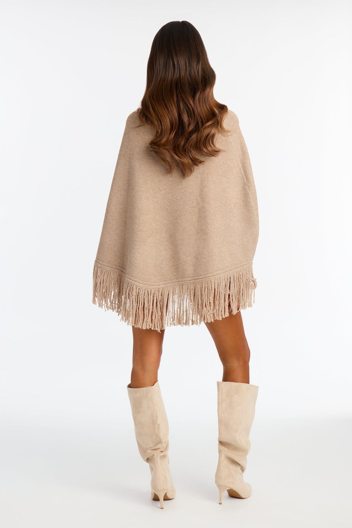 Amaya Poncho Sweater Short Set - Taupe
