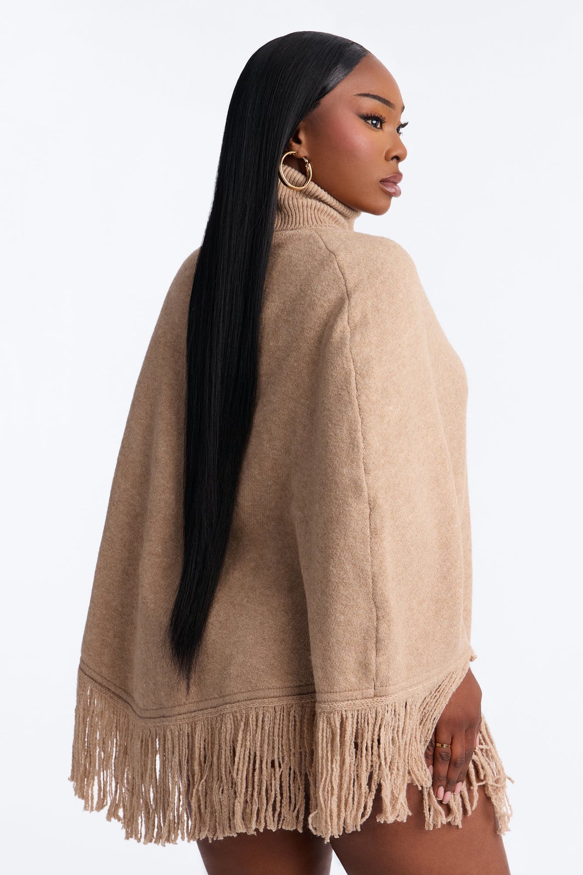 Amaya Poncho Sweater Short Set - Taupe