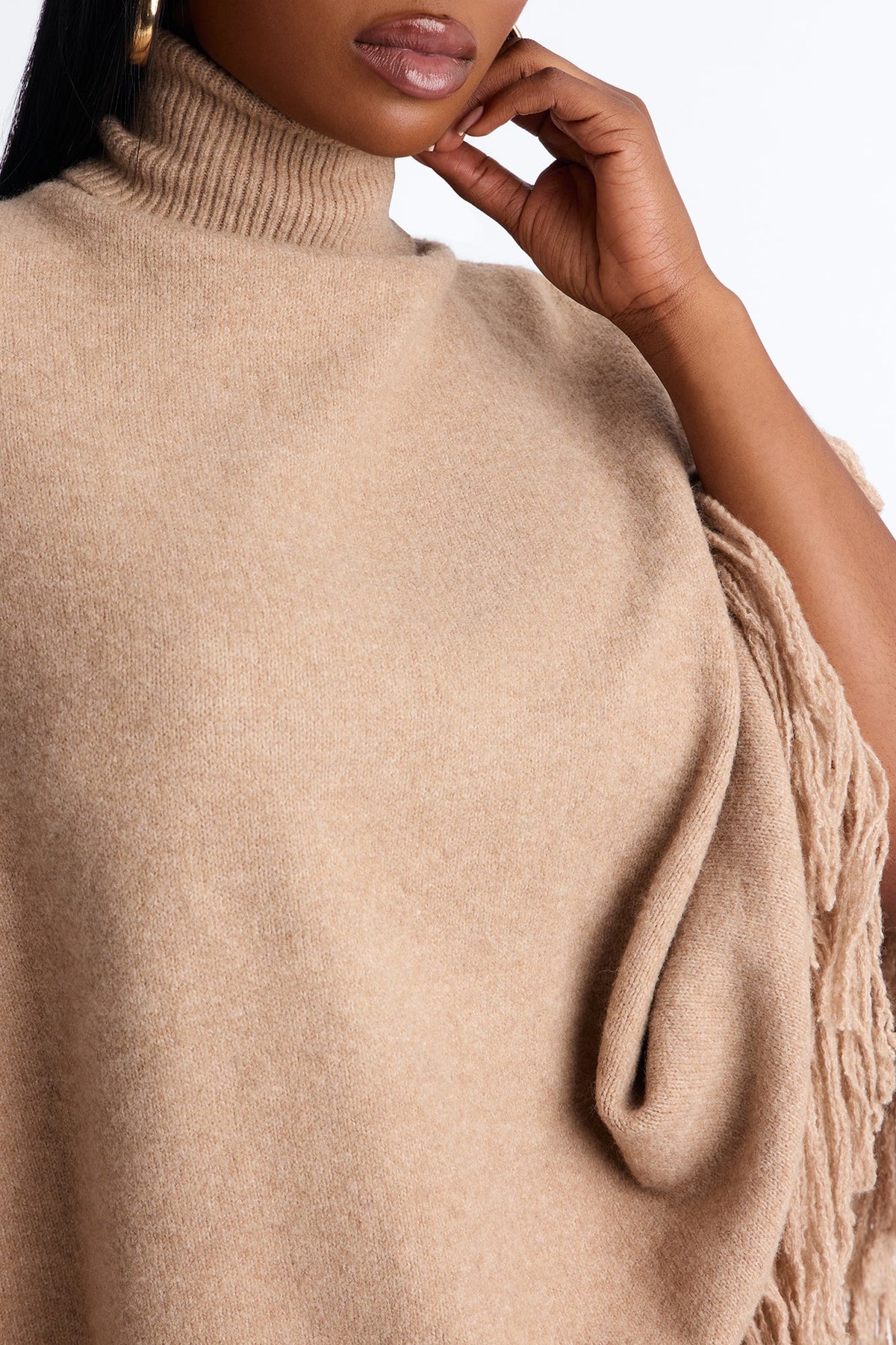 Amaya Poncho Sweater Short Set - Taupe