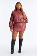 Rosalia Faux Leather Skirt Set - Rose