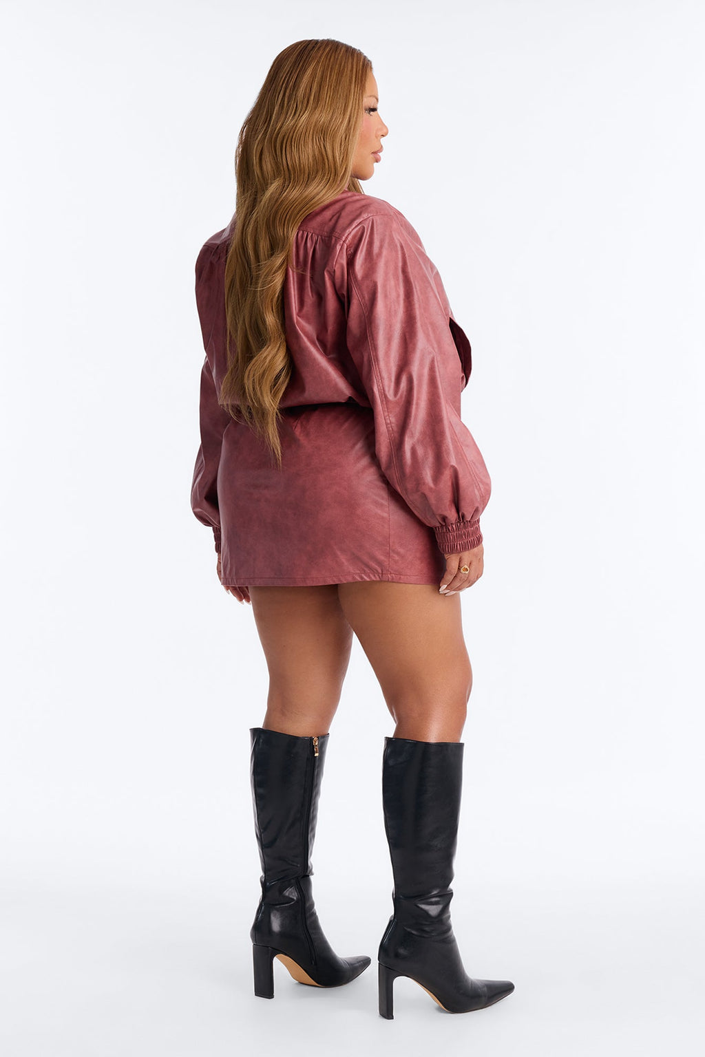 Rosalia Faux Leather Skirt Set - Rose