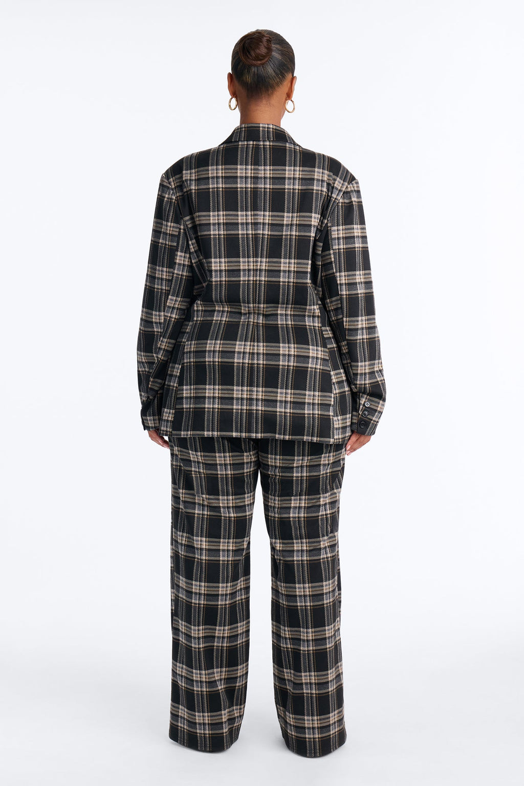 Business Moves Plaid Blazer Pant Set - Black/combo